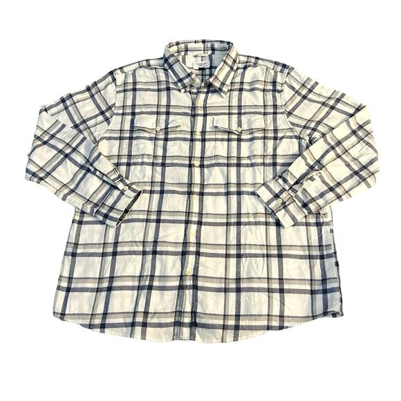 American Eagle Super Soft Creme Plaid Button-Down Shirt Mens Size XXL NWT - Picture 1 of 7